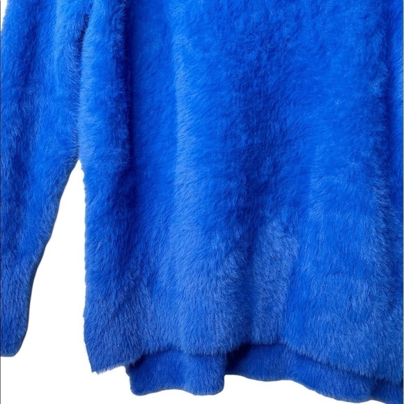 FOR THE REPUBLIC COBALT Blue Fuzzy Mock Neck Sweater Size Small - Picture 9 of 14